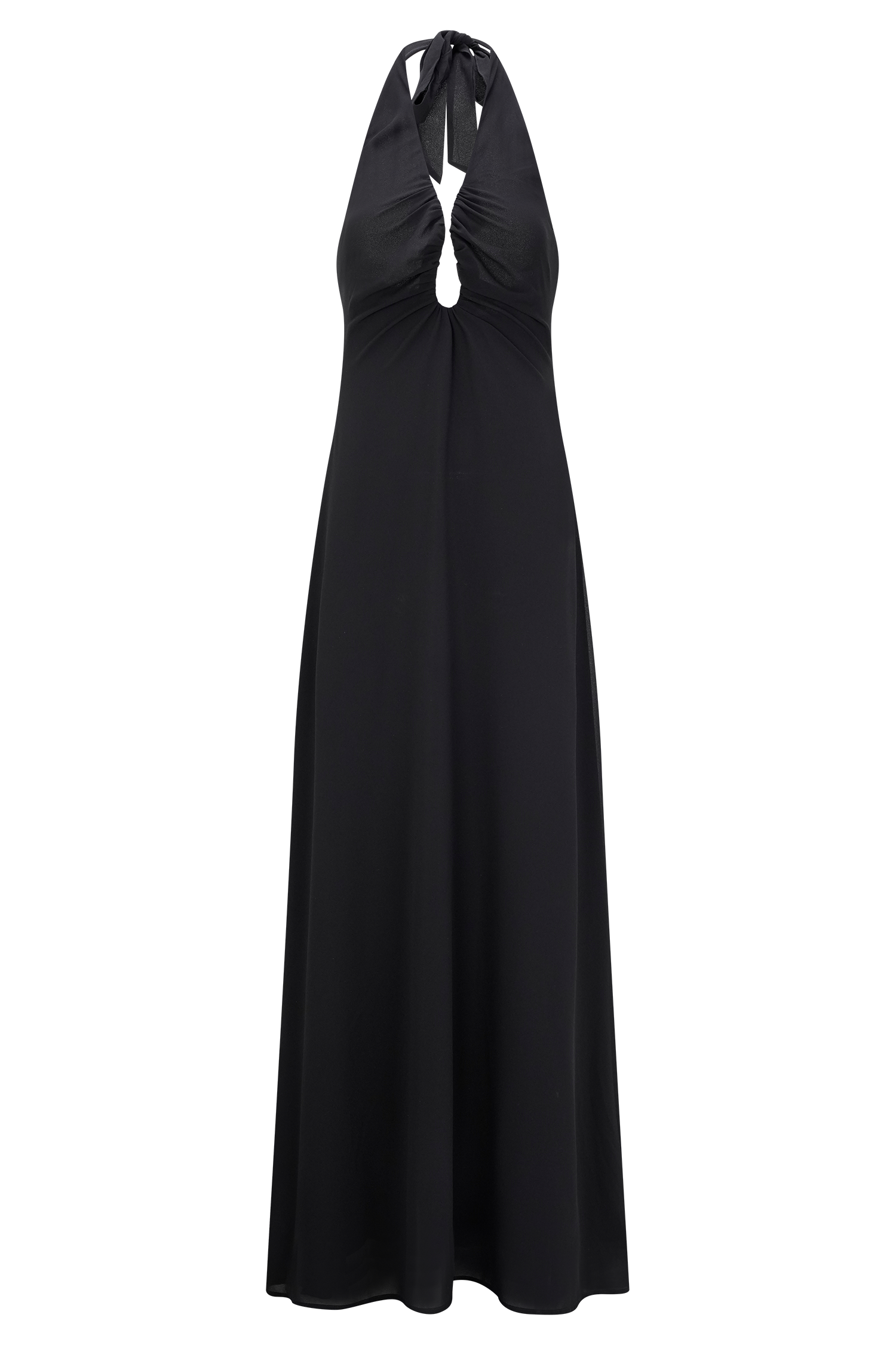 Malakhai Chiffon Halter Maxi Dress - Black