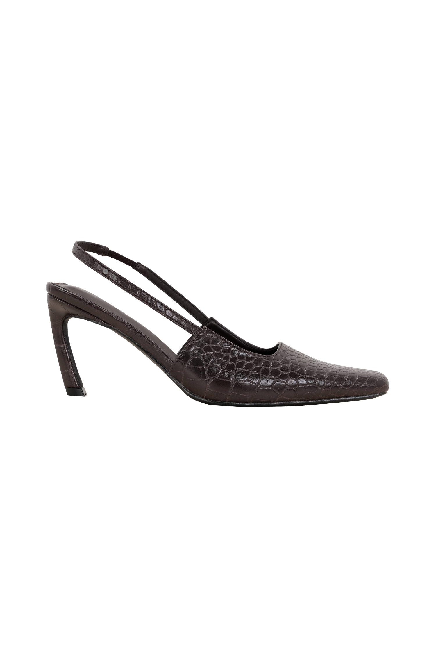 Maren Faux Leather Crocodile Heel - Chocolate