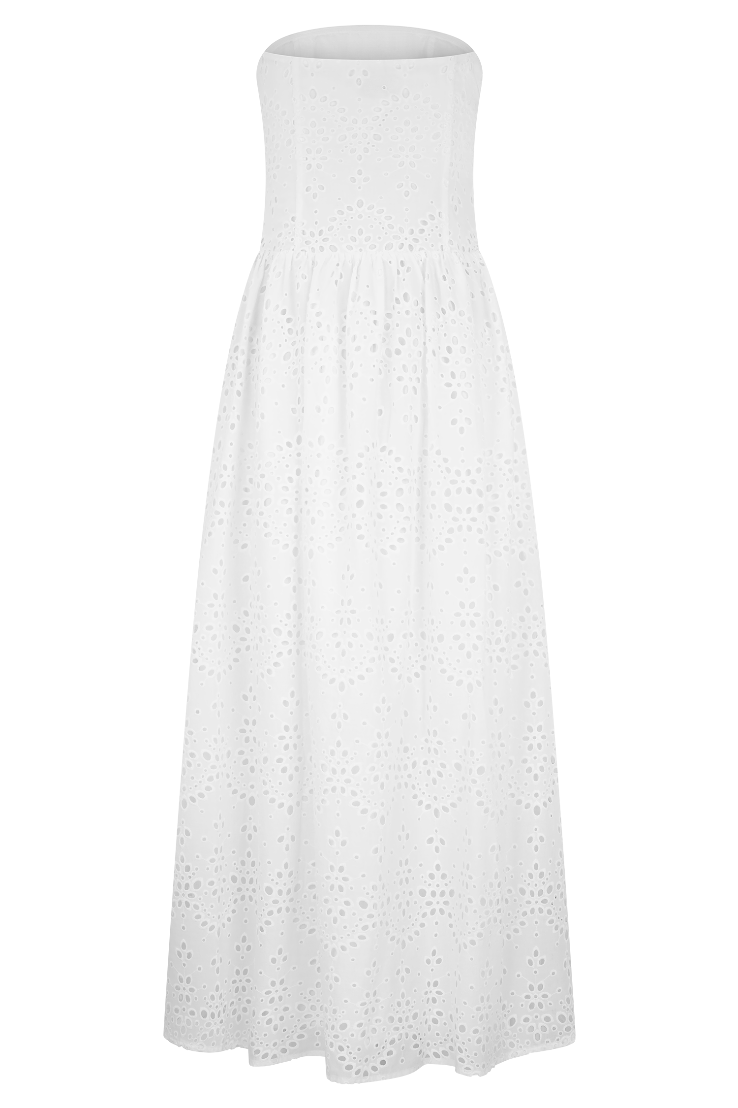 Maureen Broderie Strapless Maxi Dress - White