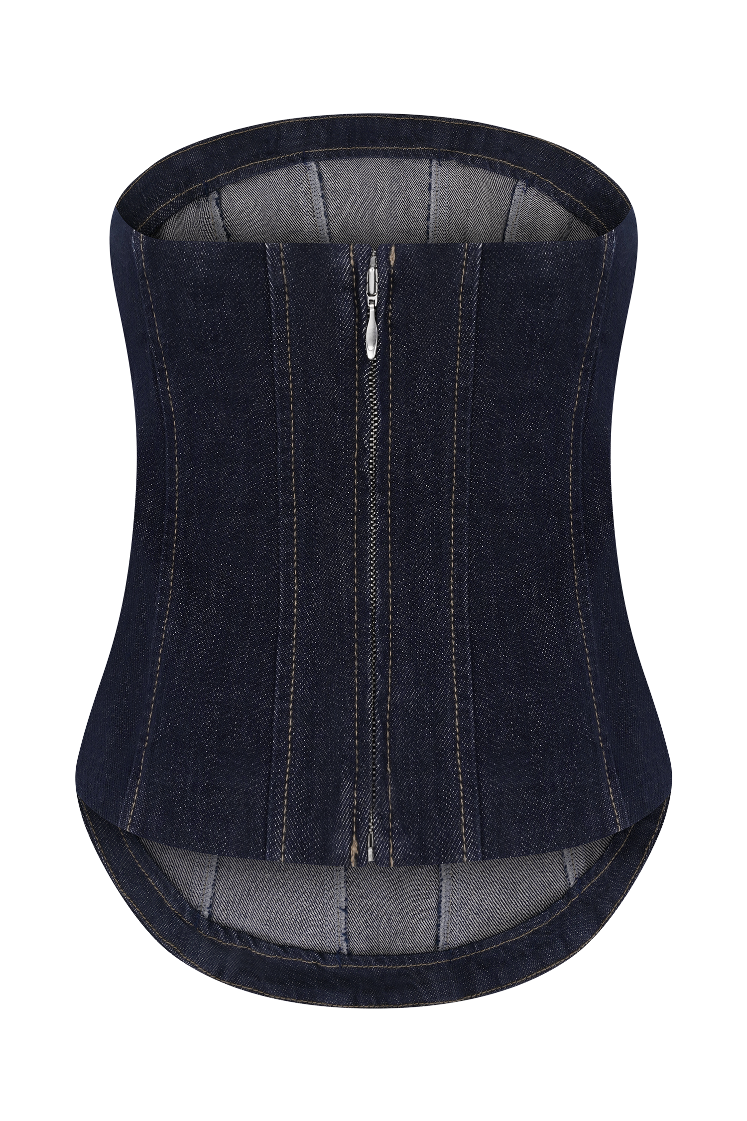 Monte Strapless Denim Corset - Washed Indigo Blue