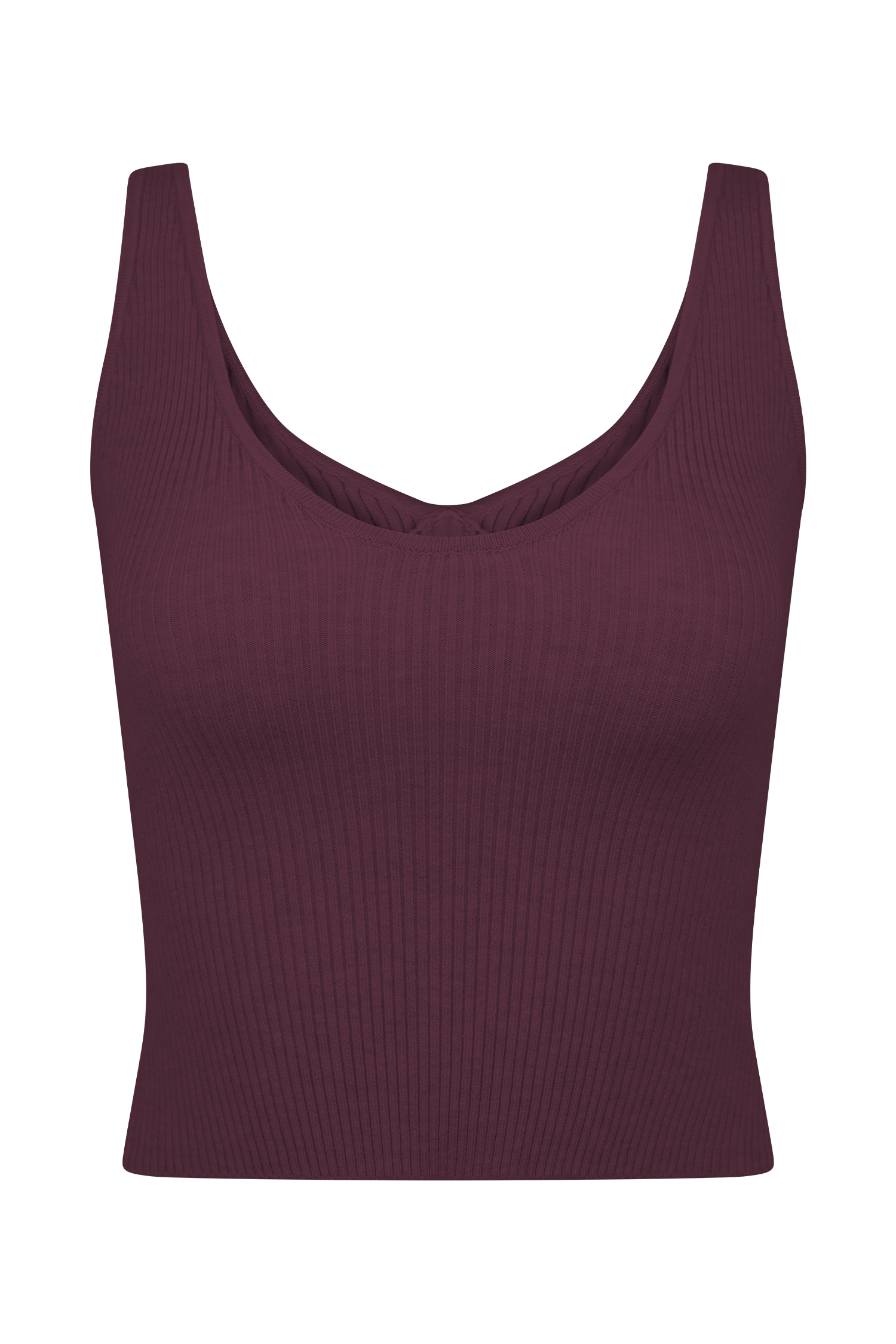 Natalya Ribbed Knit Cami Top - Merlot