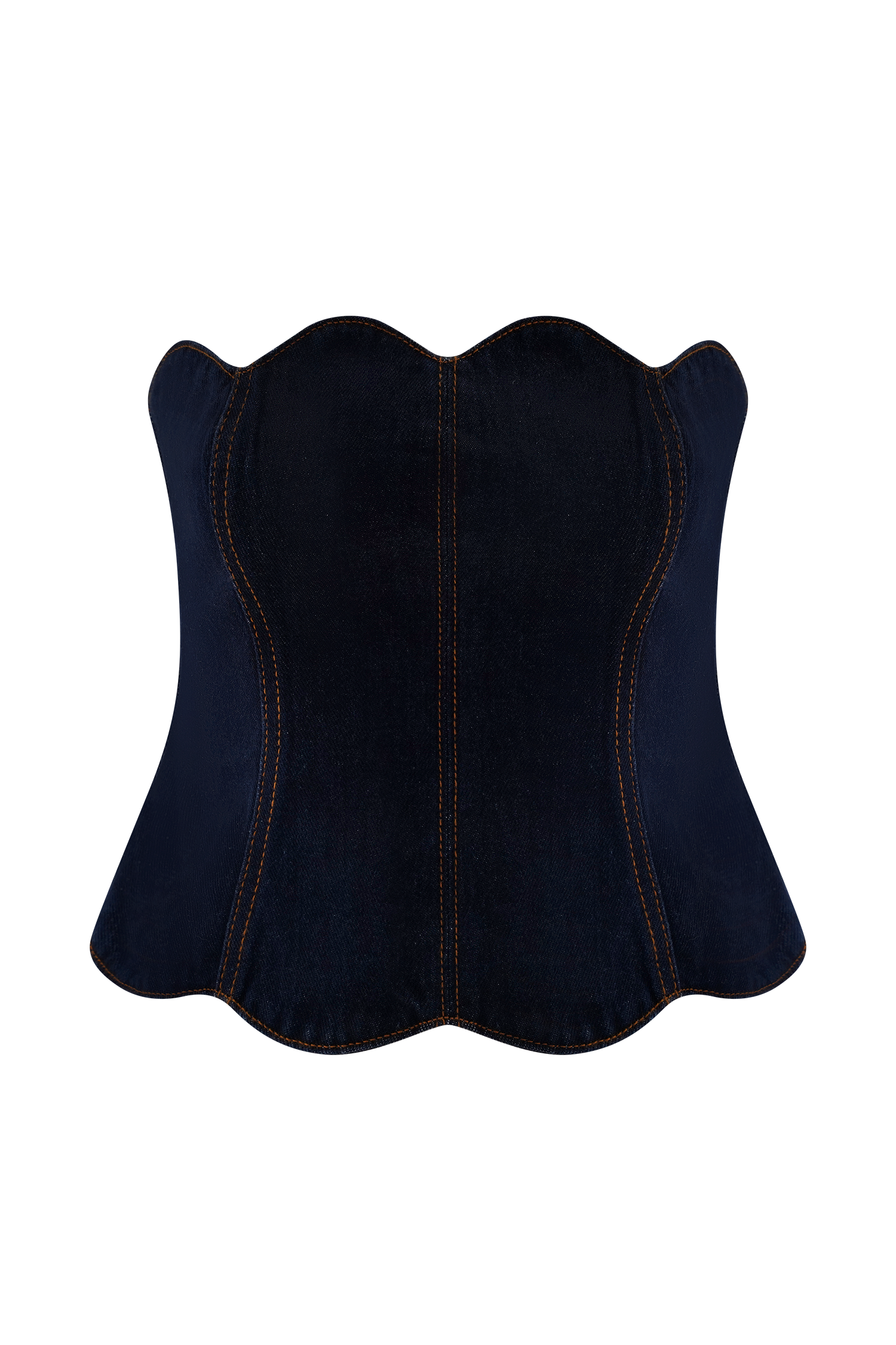 Oakley Strapless Scallop Denim Top - Indigo Blue