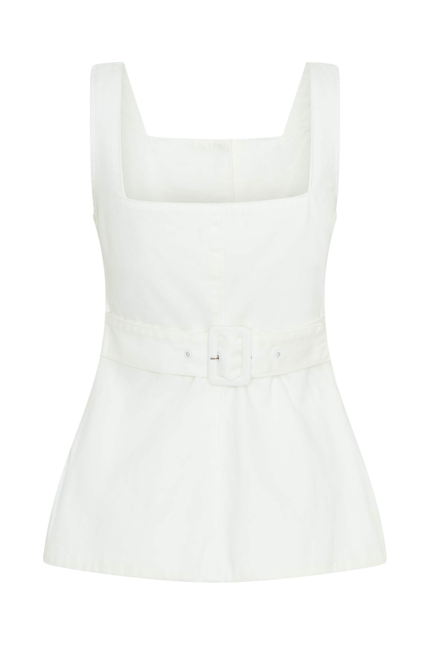 Kaitlyn Square Neck Long Line Top - White