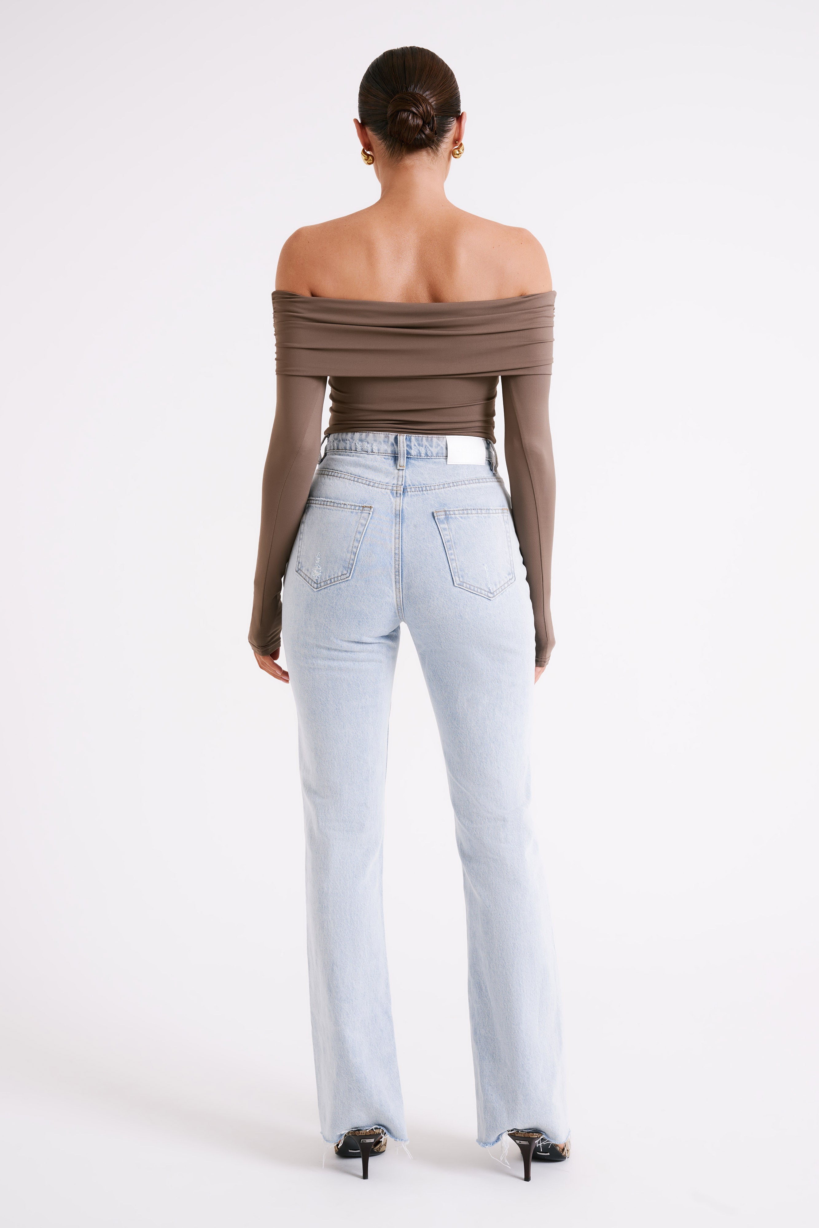 Lucinda Recycled Nylon Off Shoulder Top - Coco