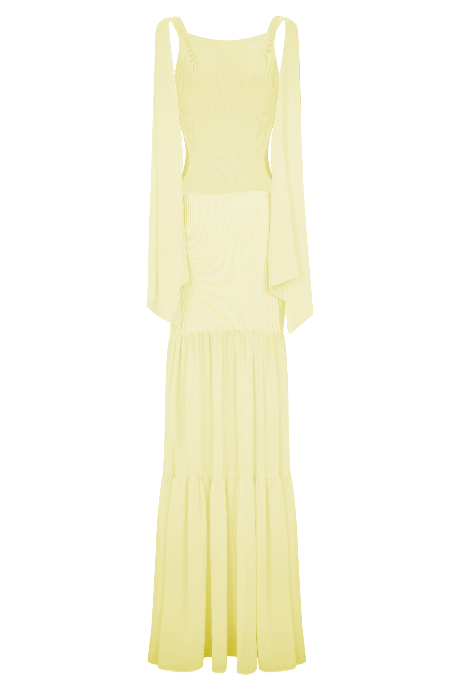 Haille Knit Chiffon Maxi Dress - Lemon
