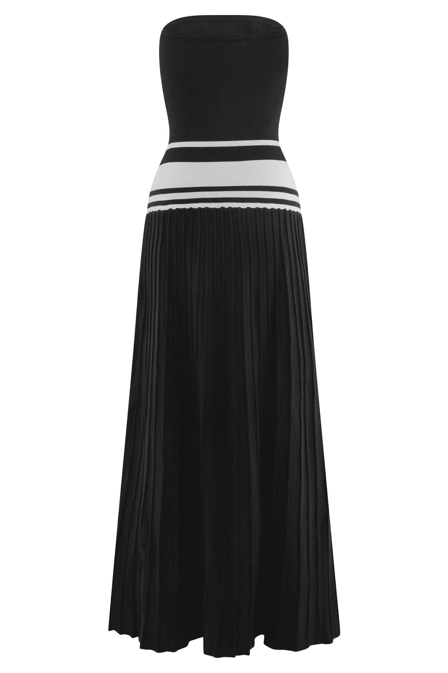 Solaris Strapless Contrast Knit Maxi Dress - Black/White